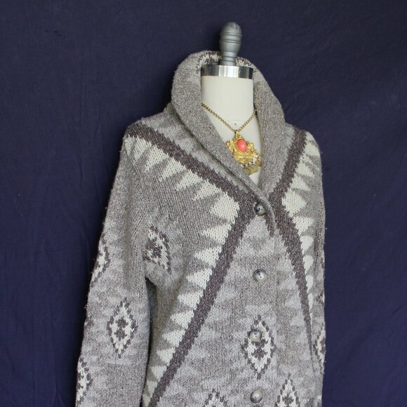 Ralph Lauren Polo RRL Wool Silk Hand Knit Aztec Southwestern cardigan sweater M - Picture 5 of 10